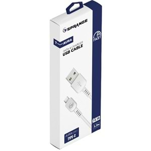 Sprange STA T-Aura 3.1A Type-C Usb Şarj Ve Data Kablosu