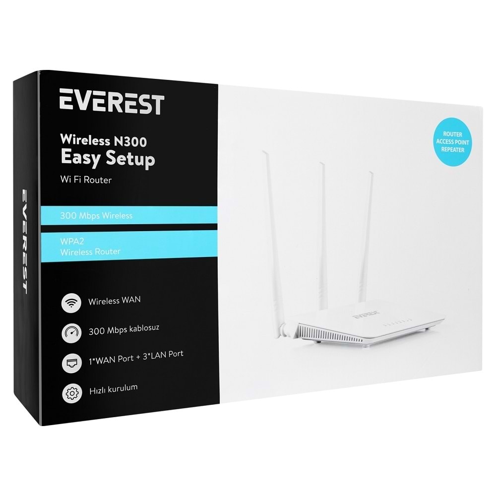 Everest Ewr-F303 2.4Ghz 300Mbps 1Wan + 3Lan Portlu Wireless Router
