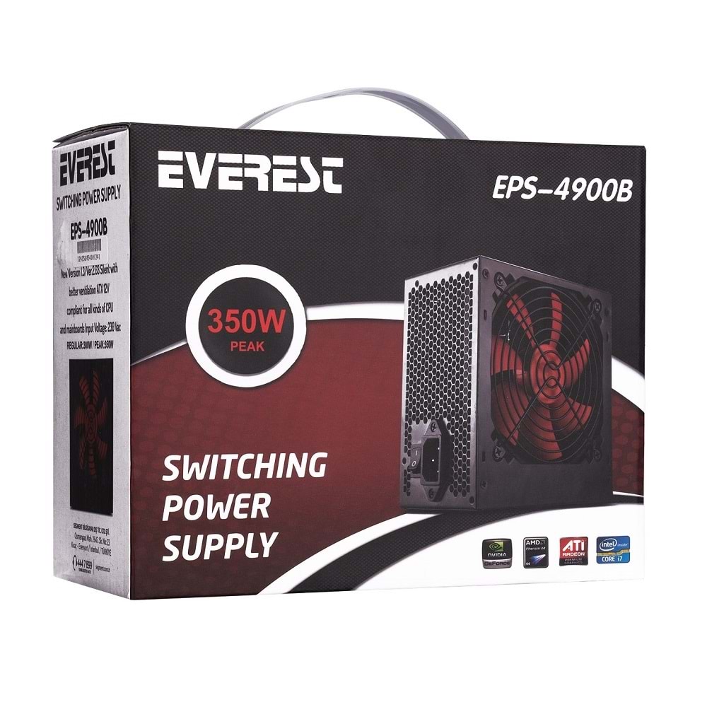 Everest Eps-4900B Peak-350W 3*Sata 6+4 Pın 12Cm Fanlı Power Supply