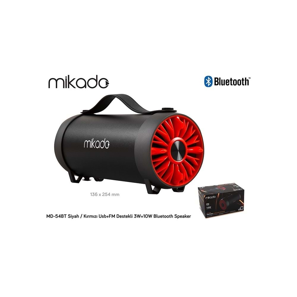 Mikado Md-54Bt 13W Rms Usb+Sd Süper Bass Bazuka Gövdeli Bluetooth Spea