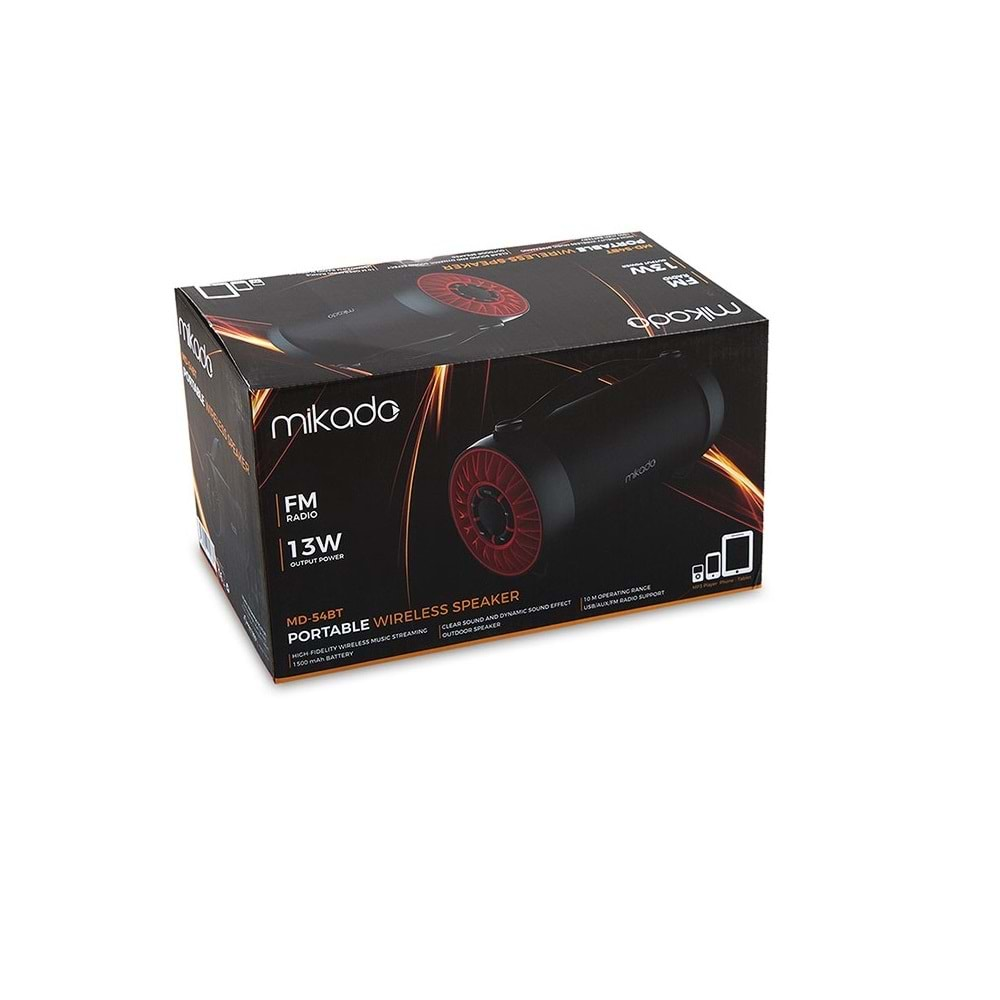 Mikado Md-54Bt 13W Rms Usb+Sd Süper Bass Bazuka Gövdeli Bluetooth Spea