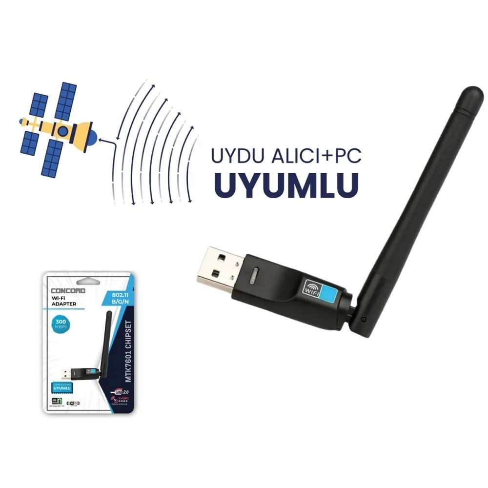 Concord W-7 Usb Wireless Adaptör Uydu Alıcı Uyumlu