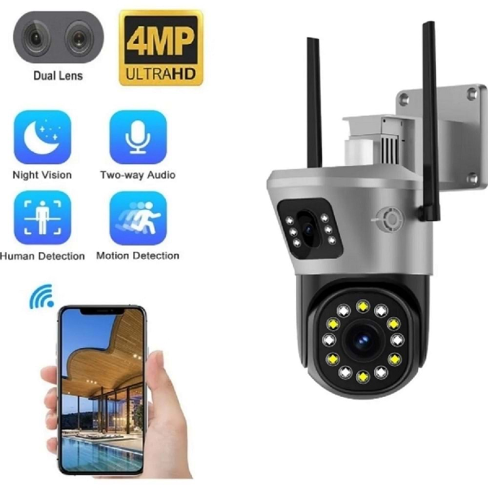 Blic BLM-48 4mp Çift Kameralı + Hareket Sensörlü + Sesli + Gece Renkli + 8xZoom + Wifi Kamera