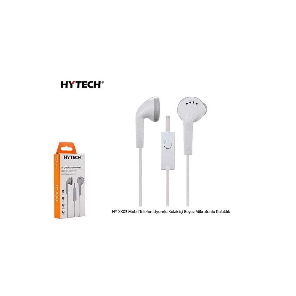 Hytech HY-XK03 Mobil Telefon Uyumlu Kulak içi Beyaz Mikrofonlu Kulaklık