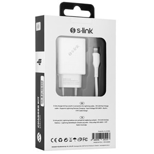 S-link SL-EC50 (SL-EC50L) Lightning Kablolu 5V 2400MA 2 USB Çıkışlı Beyaz Ev Şarj Adaptörü