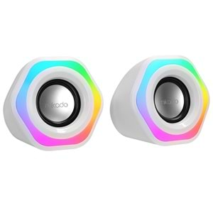 Mikado MD-176 Beyaz RGB Aydınlatmalı USB + 3.5mm Speaker