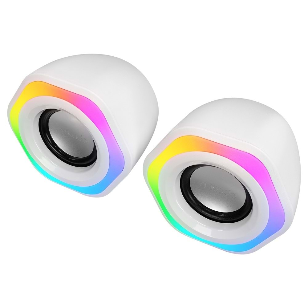 Mikado MD-176 Beyaz RGB Aydınlatmalı USB + 3.5mm Speaker