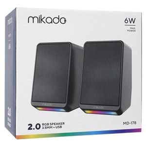 Mikado MD-178 Beyaz RGB Aydınlatmalı USB + 3.5mm Speaker