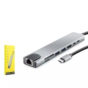 Hadron HDX7841 Tppe-C To Hdtv Hdmı 4K 30hz + 2*Type-C + 2*usb3.0 + Lan + Sd + Tf 8in1