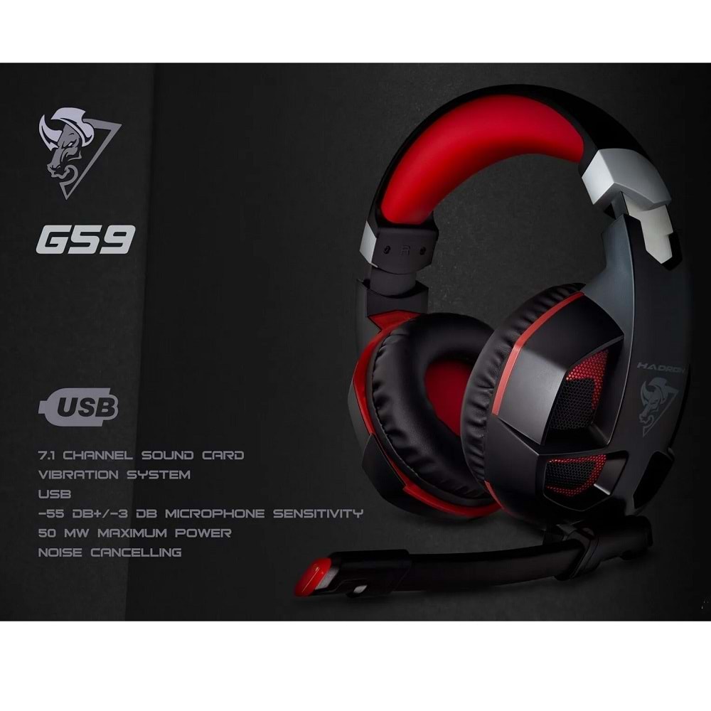 Hadron G59 Oyuncu Kulaklığı Usb 7.1 (PS4 Uyumlu) Siyah-Kırmızı