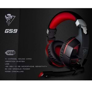 Hadron G59 Oyuncu Kulaklığı Usb 7.1 (PS4 Uyumlu) Siyah-Kırmızı