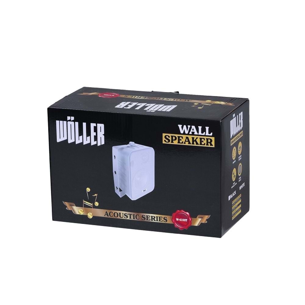 Wöller W-4100T Beyaz 4” Hat Trafolu Duvar Hoparlörü / 100 Watt Max. / 8 Ohm / 210*135*113 mm