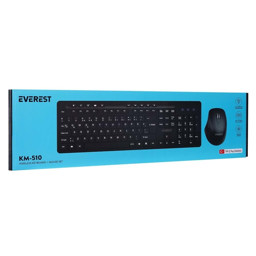 Everest KM-510 Kablosuz Q Multimedia Klavye + Mouse Set