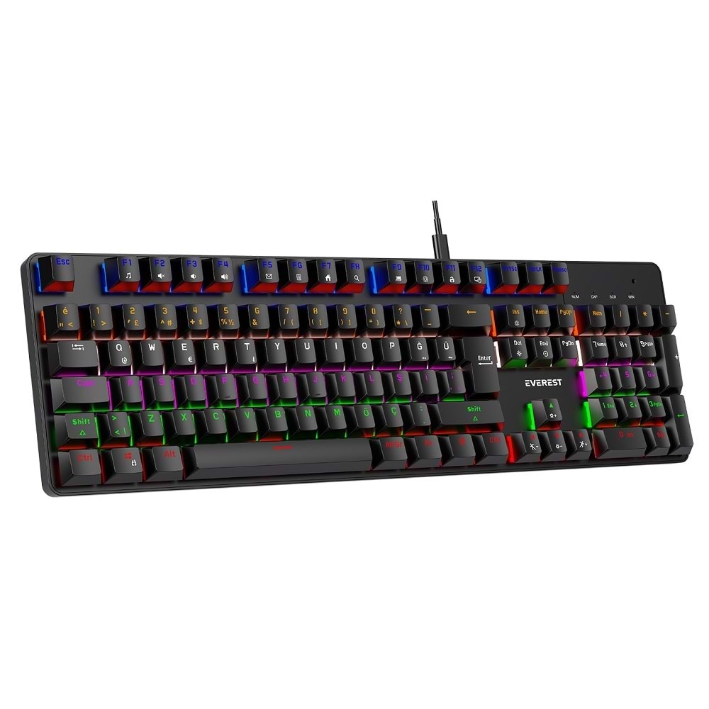 Everest KB-MK1 Lumos Red Switch USB Rainbow Aydınlatmalı Full Anti-Ghosting Mekanik Gaming Oyuncu Klavye