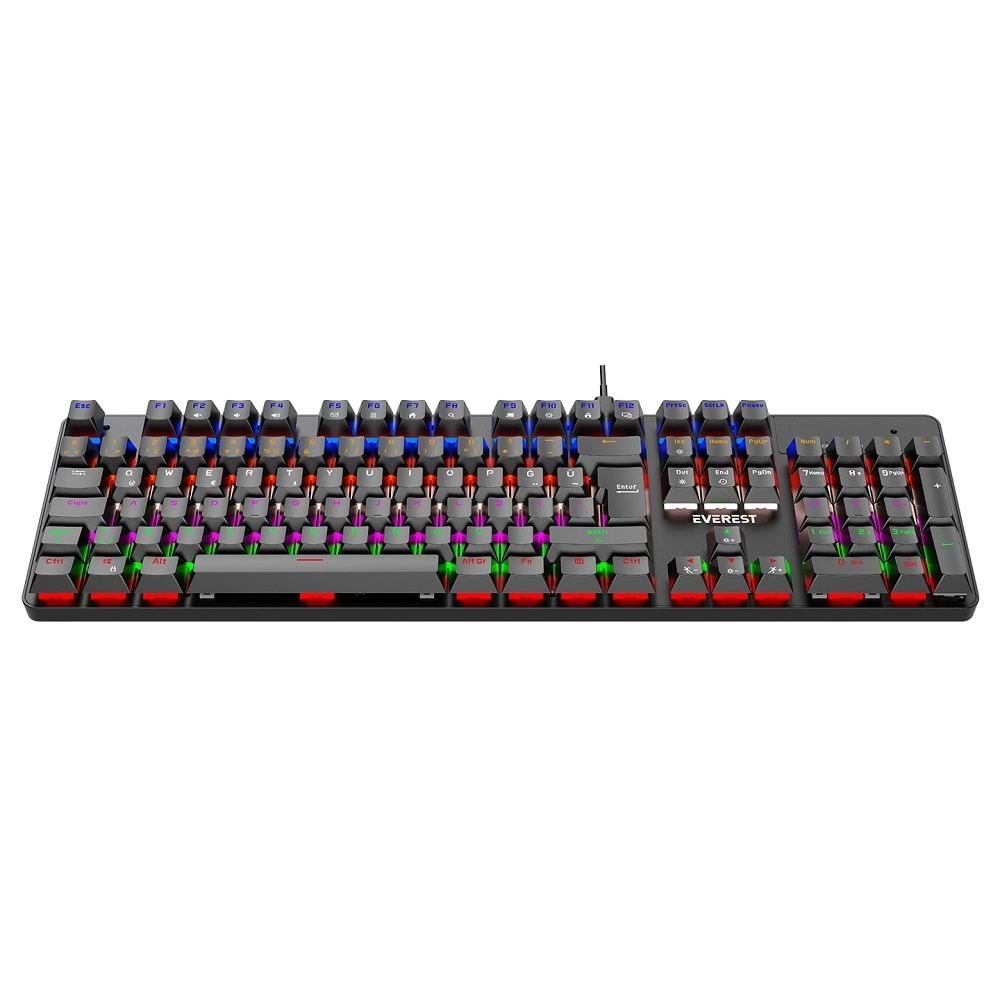 Everest KB-MK1 Lumos Siyah USB Rainbow Aydınlatmalı Blue Switch Full Anti-Ghosting Mekanik Gaming Oyuncu Klavye