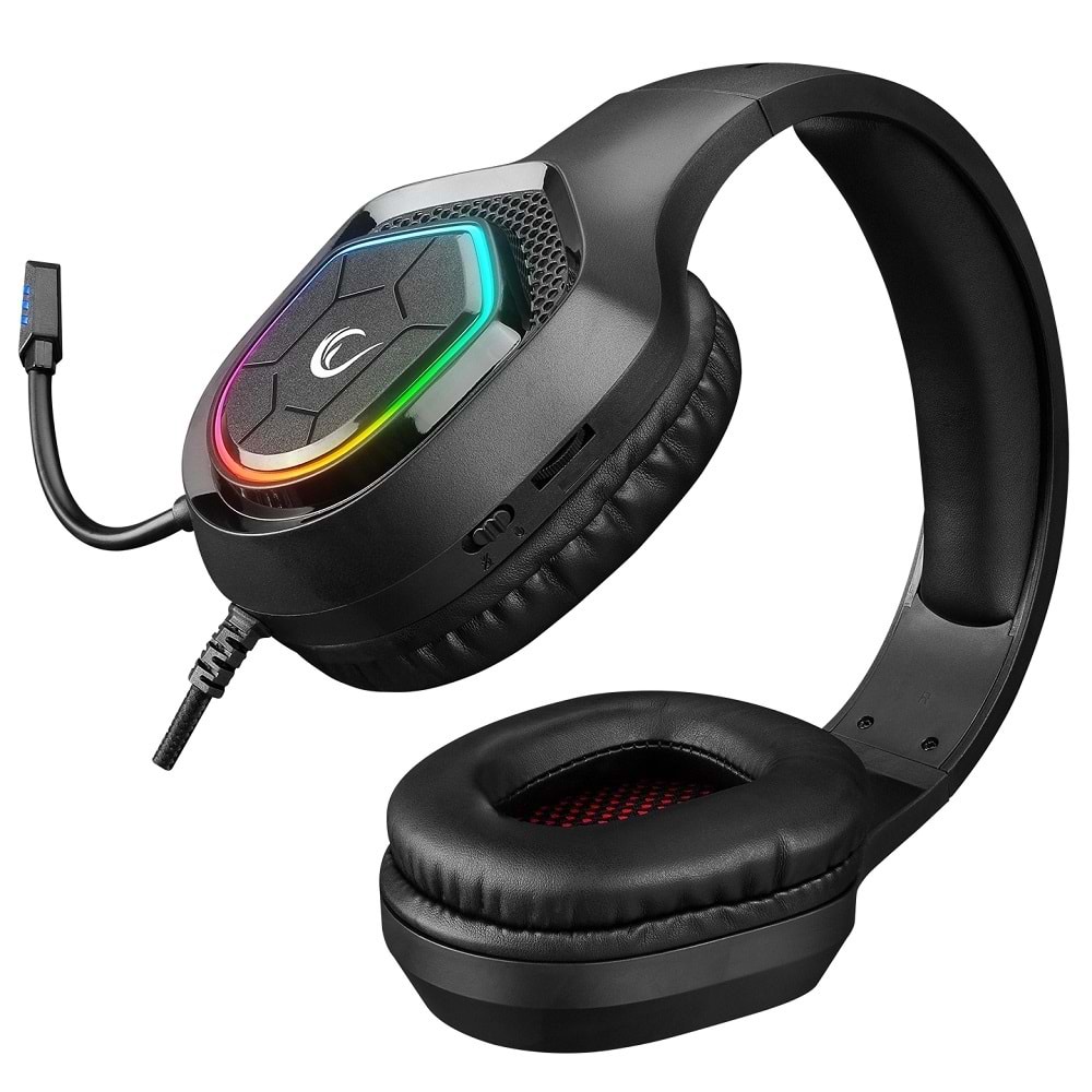 Rampage RM-K90 VECTOR Siyah RGB Led 3.5mm Gaming Mikrofonlu Oyuncu Kulaklığı