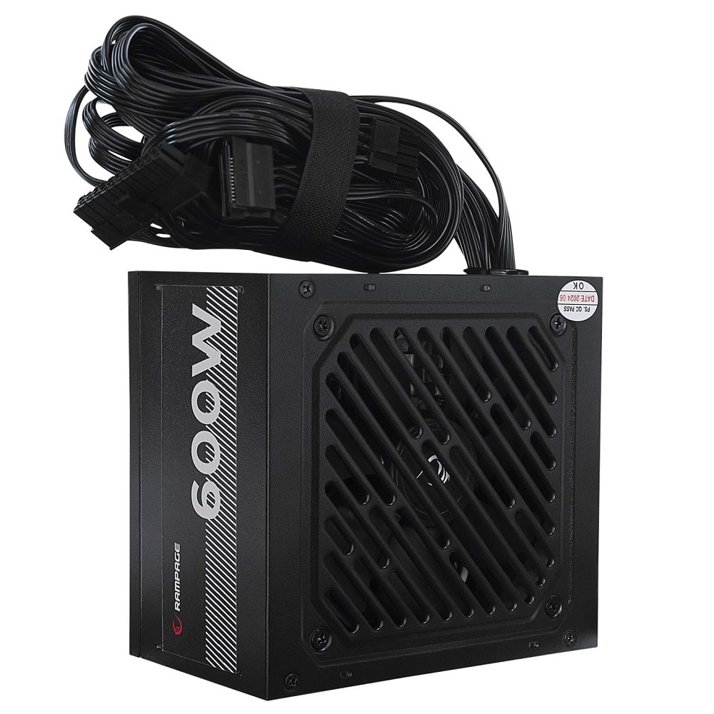Rampage RMP-600-80P 600W 80Plus Bronze 12cm Fan Aktif PFC Power Supply