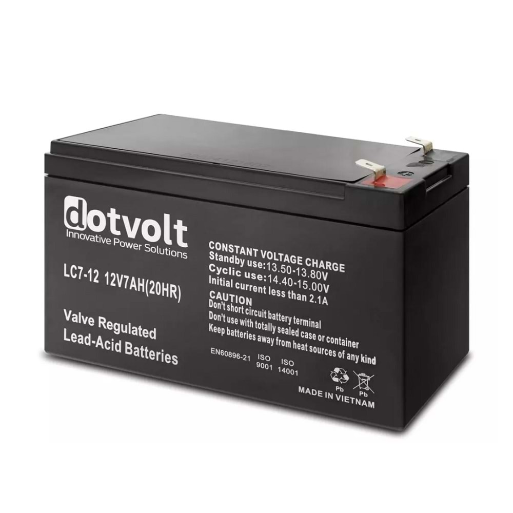 Dotvolt Lc7-12 Kuru Tip Akü 12V 7Ah