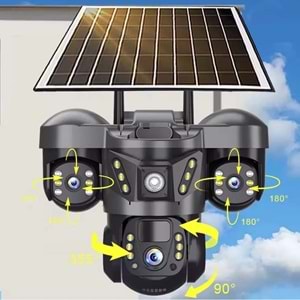Netojen NT-66G Solar 4G Kamera 3*3Mp Lens V380 Siyah