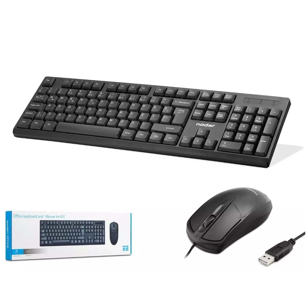 Nodar KM501 Kablolu Klavye ve Mouse Set Siyah