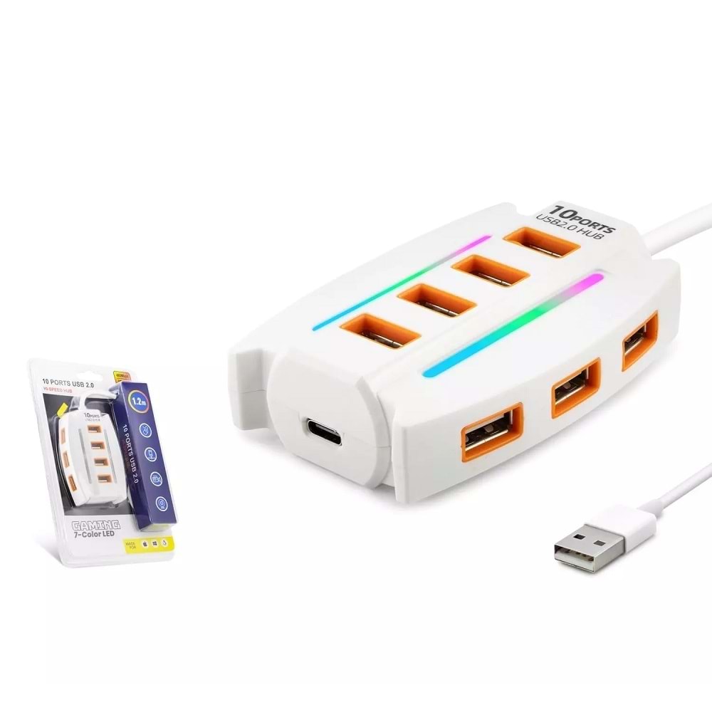 Hadron Hdx7037 Usb Hub 2.0 10*Usb 1.2M Beyaz