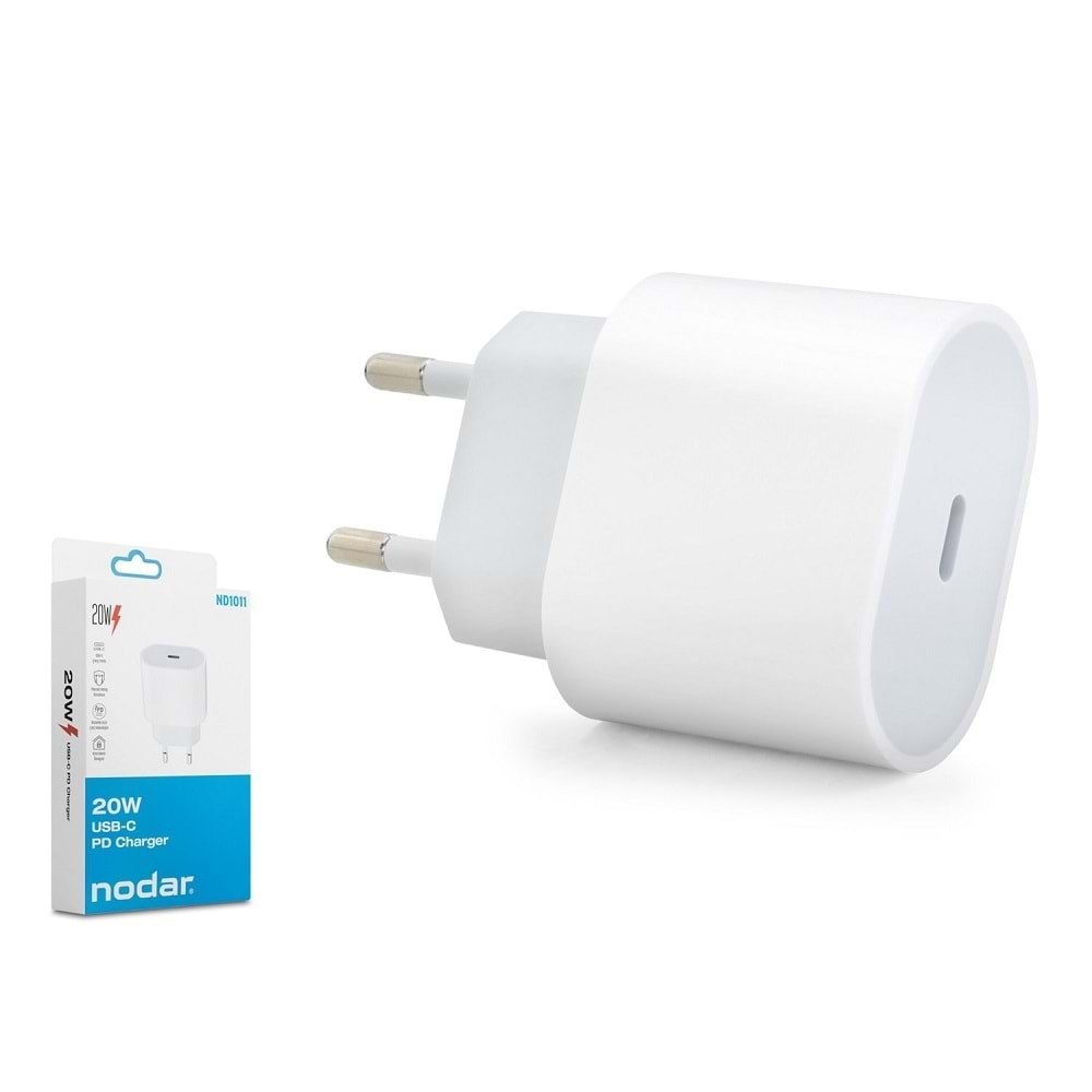 Nodar Nd1011 Type-C Pd Şarj Başlık 20W Beyaz
