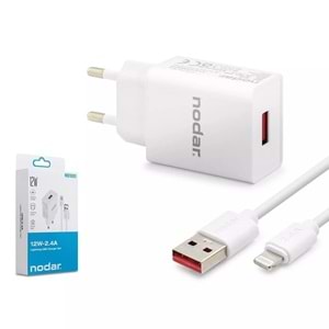 Nodar Nd1001 Usb - Lightning Şarj Seti 2.4A 12W Beyaz