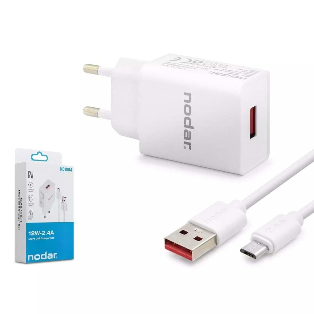Nodar Nd1004 Micro Usb Şarj Seti 2.4A 12W Beyaz