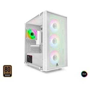 Mofan Mf2900w 850w 80Plus Power Supply 4*Rgb Fan Temperli Cam Beyaz Gaming Kasa