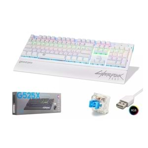 Hadron CYBERPUNK G525XW Beyaz Mekanik Gaming Klavye Blue Switch Bilek Destekli RGB