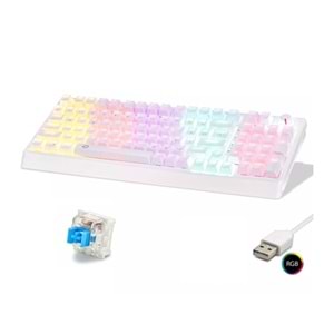 Hadron G500XW Mekanik Beyaz Gaming Klavye 104 Tuş Blue Switch RGB