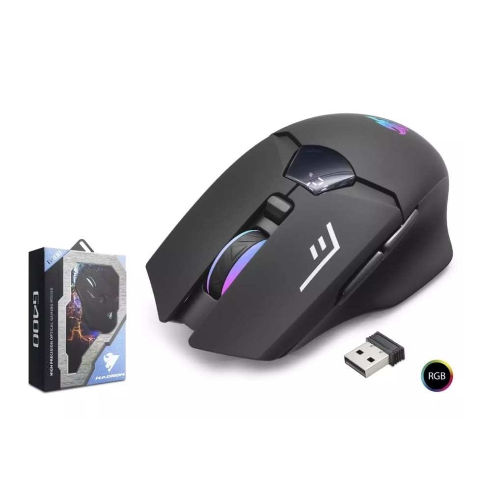 Hadron G400 Kablosuz Gaming Mouse Dual Mod Sessiz RGB - Siyah