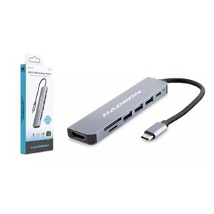 Hadron HDX7835 Type-C Combo Hub HDMI 4K USB 3.0 Kart Okuyucu 7 Port - Gri
