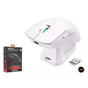 Mofan MF1215W Kablosuz Gaming RGB Mouse Şarj Standlı - Beyaz
