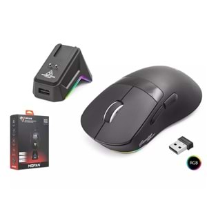 Mofan MF1216B Kablosuz Gaming RGB Mouse Şarj Standlı - Siyah