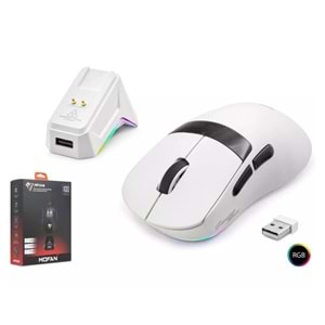 Mofan MF1216W Kablosuz Gaming RGB Mouse Şarj Standlı - Beyaz