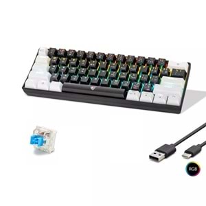 Mofan MF1701BW Gaming Mekanik RGB Klavye Blue Switch - Siyah Beyaz