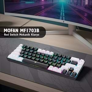 Mofan MF1703B Gaming Mekanik Klavye TRI Mod RGB Red Switch - Siyah Beyaz