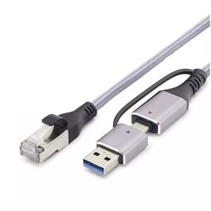 Hadron HDX7876 USB 3.0 & Type-C Gigabit Ethernet Adaptör - Gri