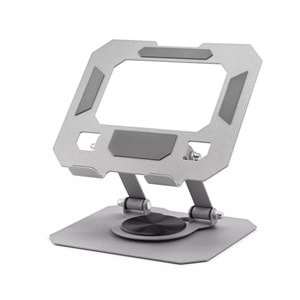 Hadron HDX8022 360° Döner Katlanır Ayarlanabilir Masaüstü Tablet ve Telefon Standı Metal - Gümüş