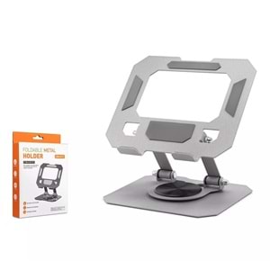 Hadron HDX8022 360° Döner Katlanır Ayarlanabilir Masaüstü Tablet ve Telefon Standı Metal - Gümüş