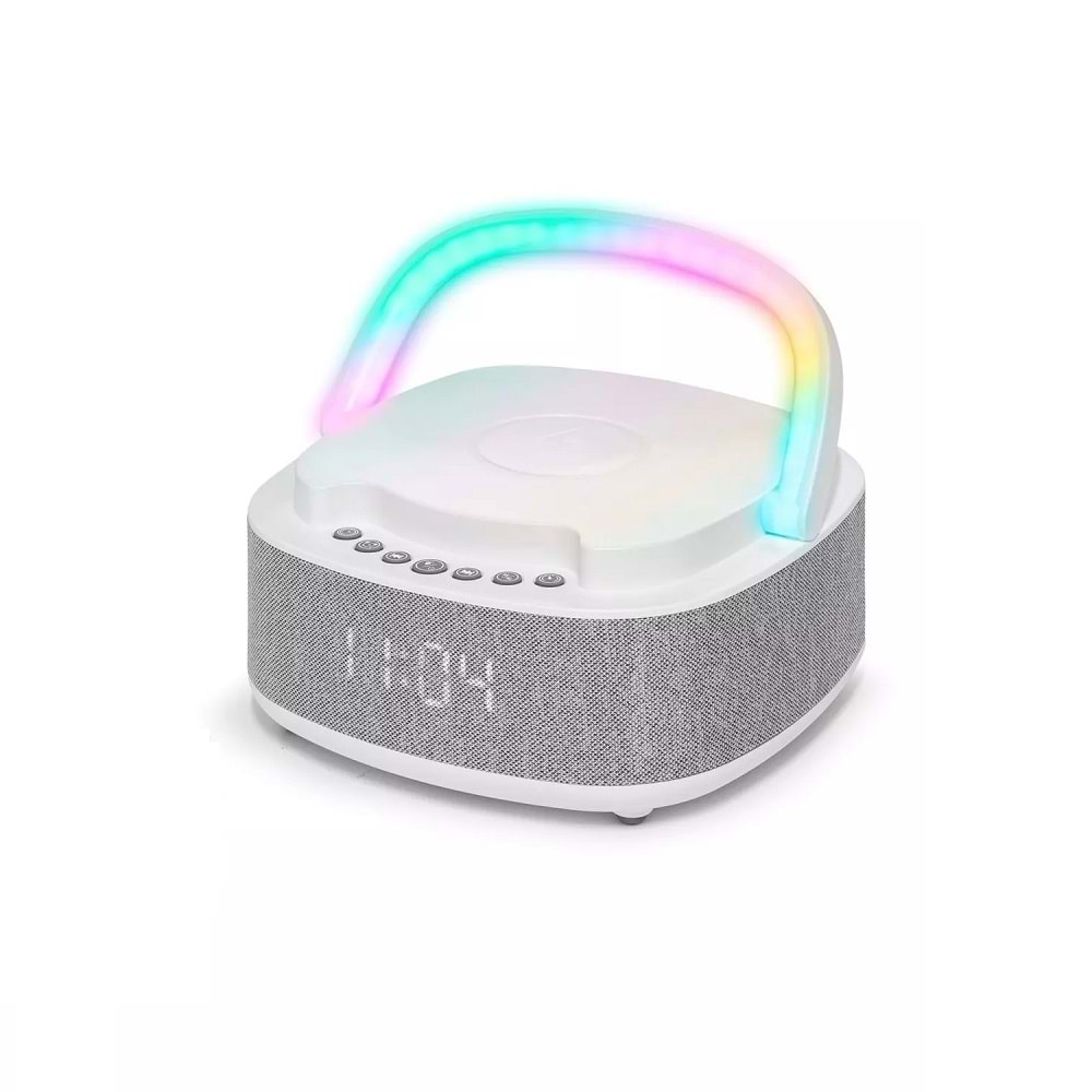 Hadron S301 Bluetooth Hoparlör FM Radyo 15W TWS USB TF Qi Kablosuz Şarjlı Saatli RGB
