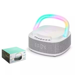 Hadron S301 Bluetooth Hoparlör FM Radyo 15W TWS USB TF Qi Kablosuz Şarjlı Saatli RGB