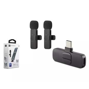 Hadron HDX2788 Type-C Kablosuz 2’li Mikrofon Seti - Siyah