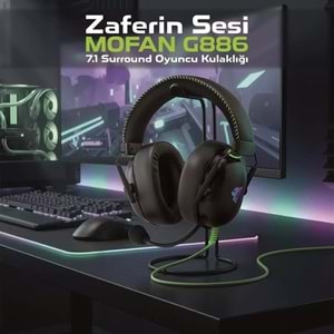 Mofan G886 Usb RGB 7.1 Gaming Kulaklık - Siyah Yeşil
