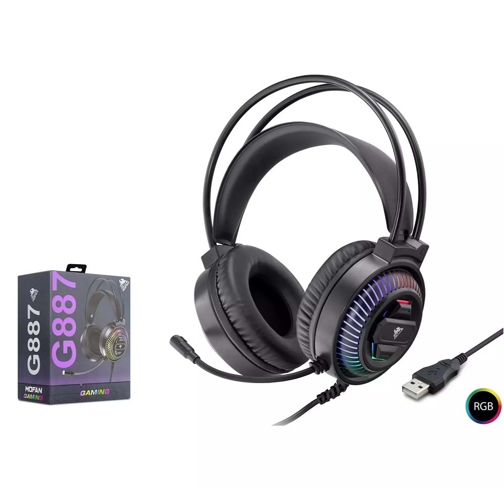 Mofan G887 Usb RGB 7.1 Gaming Kulaklık - Siyah