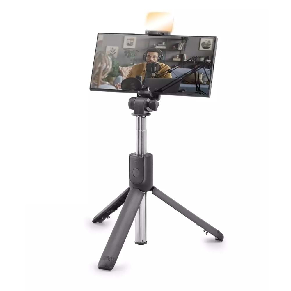 Nodar ND1038 Telefon Tripodu ve Selfie Çubuğu Seti Bluetooth 5.0 Kumandalı LED 69 cm - Siyah