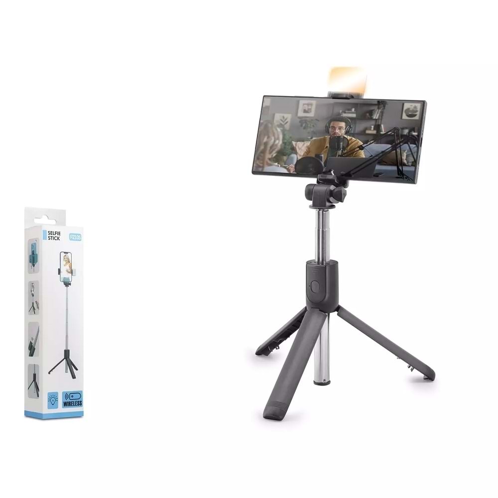 Nodar ND1038 Telefon Tripodu ve Selfie Çubuğu Seti Bluetooth 5.0 Kumandalı LED 69 cm - Siyah