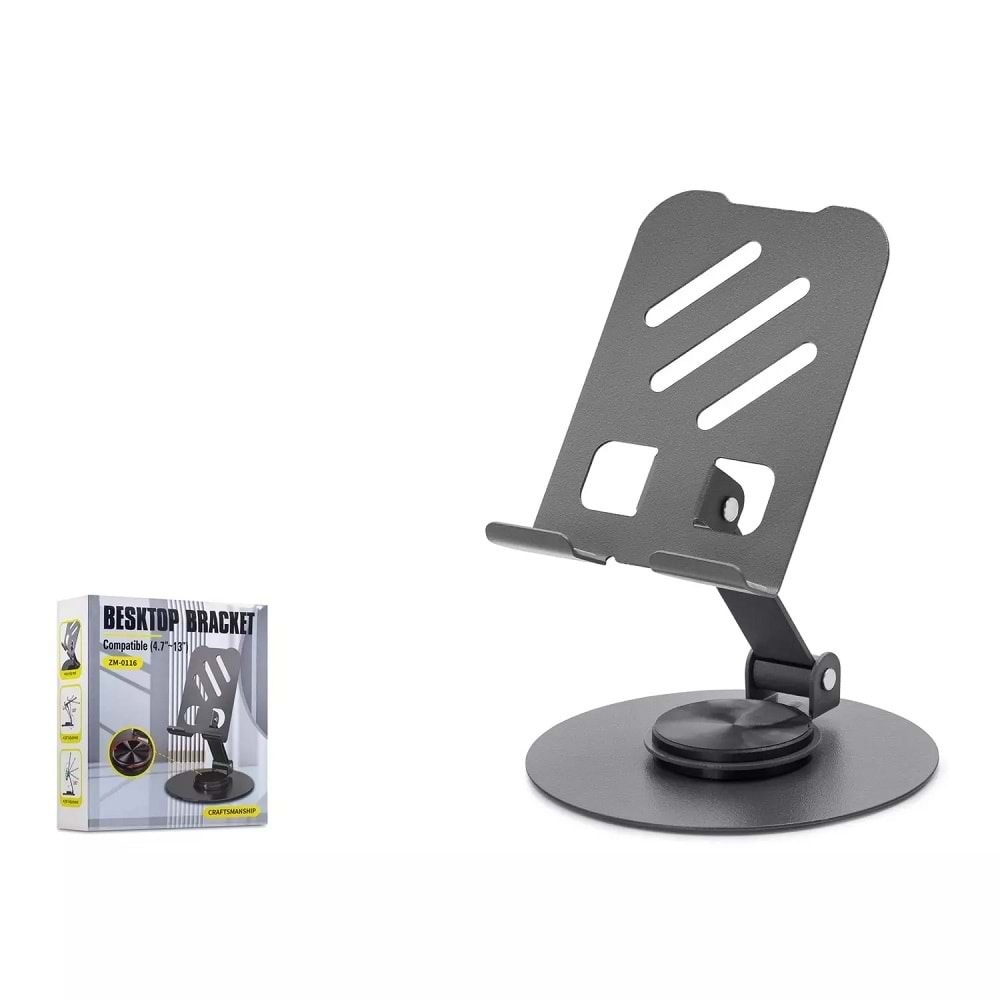 Hadron HDX8023 360° Döner Ayarlanabilir Masaüstü Telefon ve Tablet Standı Metal 4.7