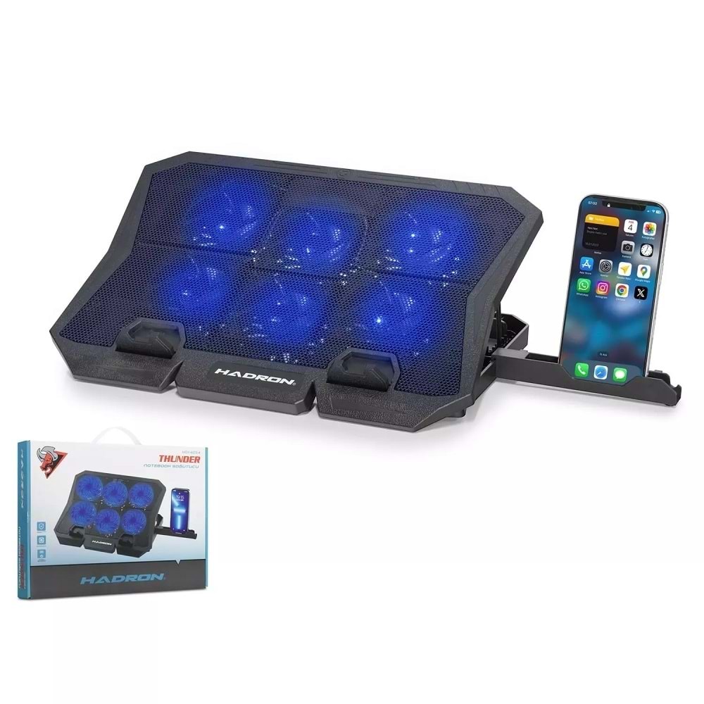 Hadron HDX4254 Laptop Soğutucu 6x Fan LED’li + Telefon Standı